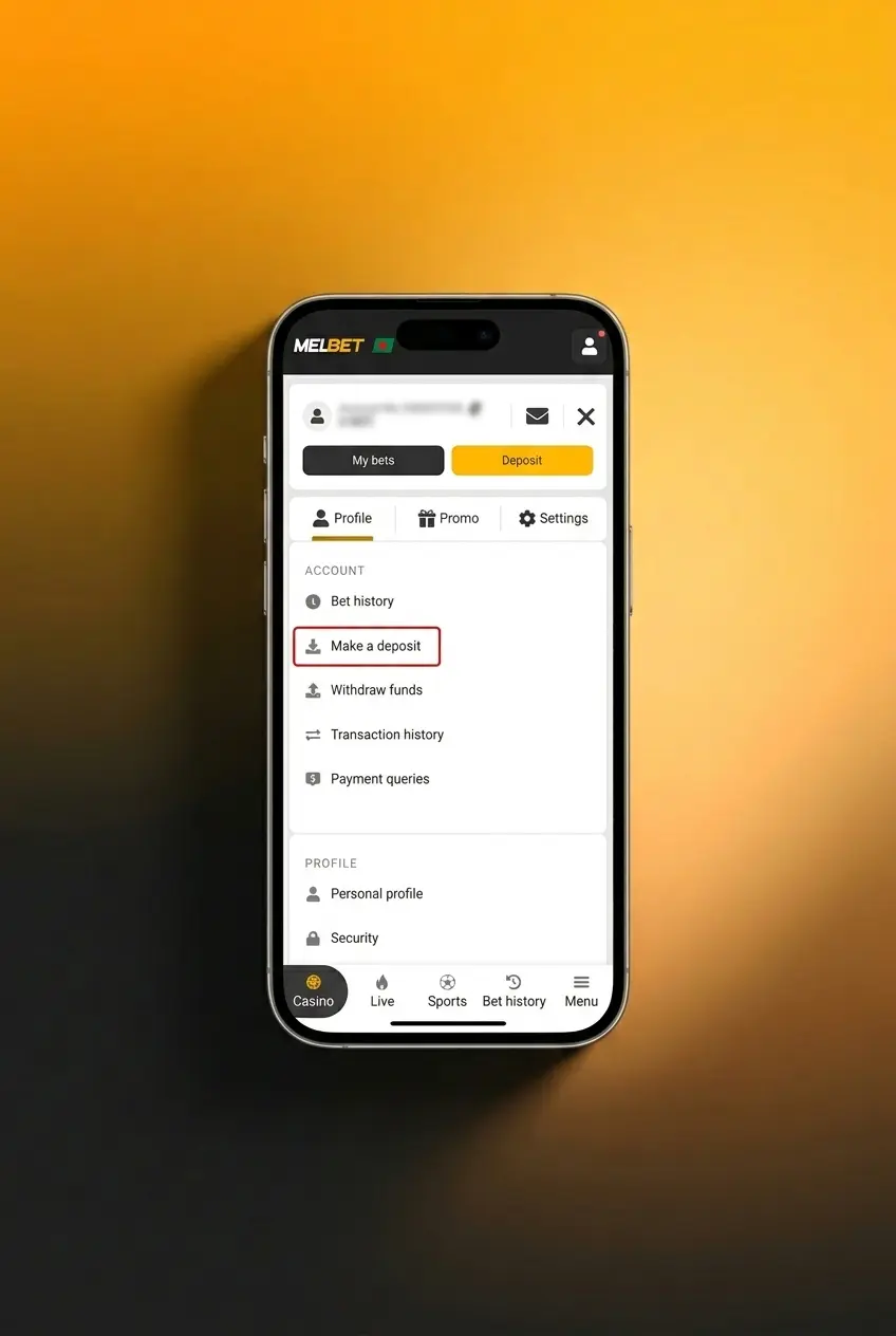 Melbet deposit process in Bangladesh using bKash, Nagad or Rocket with instant funding steps shown