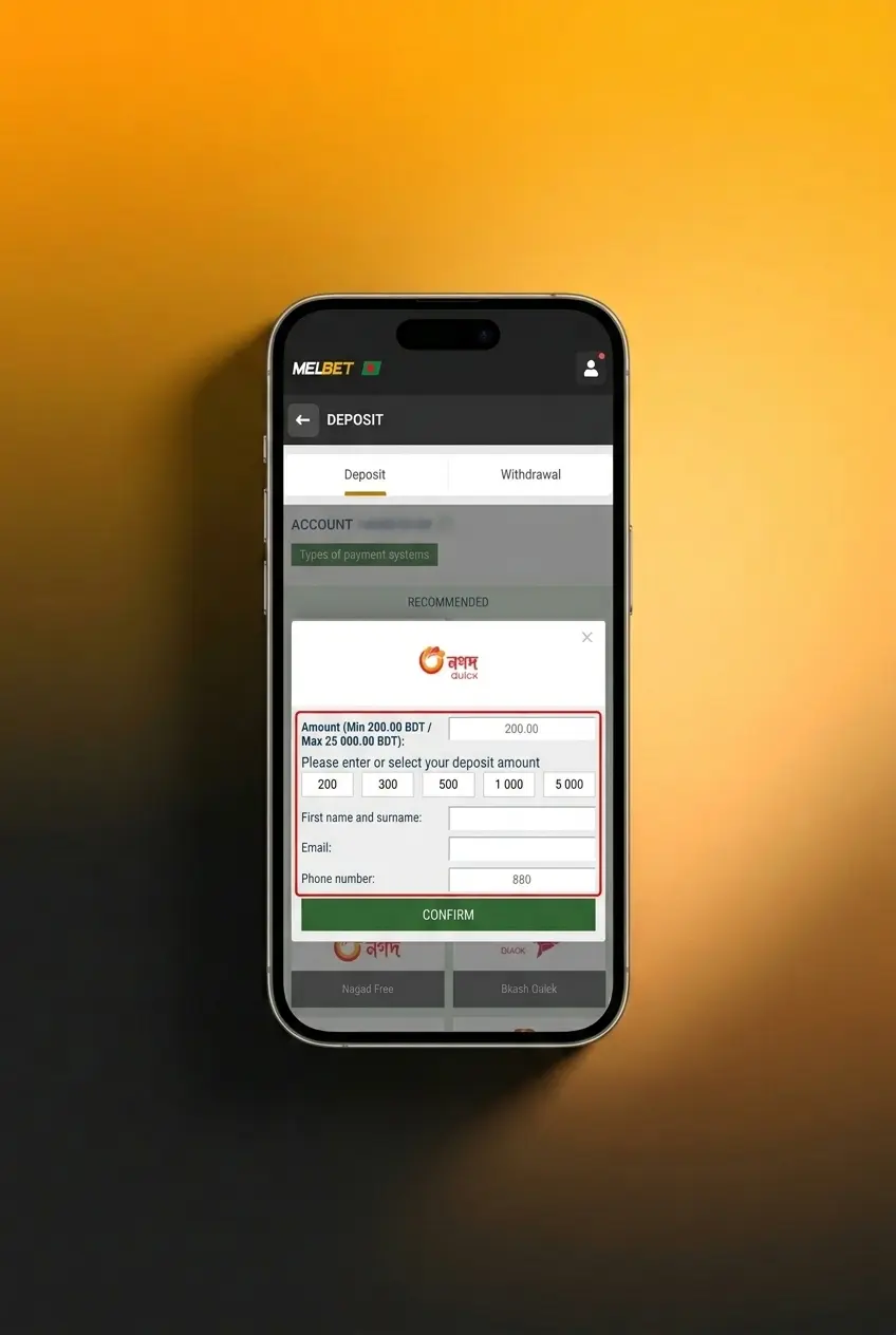 Melbet deposit steps in Bangladesh using bKash Nagad or Rocket with instant funding and zero fees