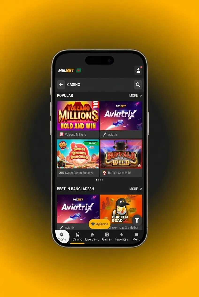 Melbet Casino lobby showing 10000 plus game titles including slots live dealer and crash games on desktop browser