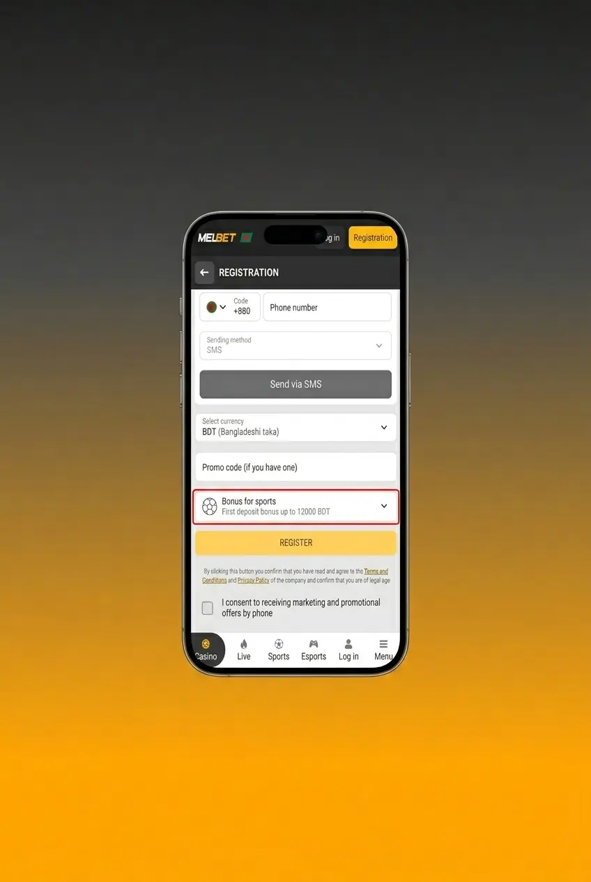Melbet registration process steps showing account creation form with personal details, password setup, and welcome bonus activation